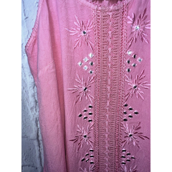 Raga Sun Embroidered Sequin Slip Dress Y2K Core asymmetrical Hem Pink Size L - Picture 4 of 9